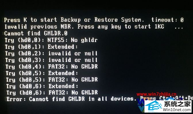 win10ϵͳʾpress K to start backup or restore systemͼĲ